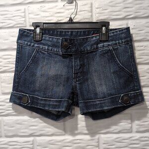 Vintage Vigoss Women’s Jean Shorts Sz 1/2 26 Cuffs Low Rise Bootie Dark Wash